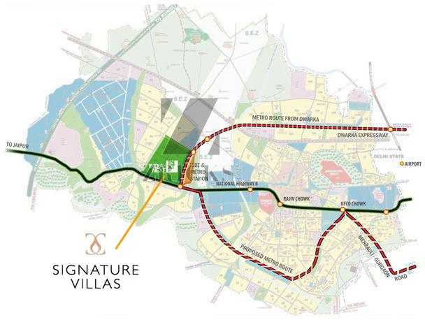 Vatika Signature Villas Location Map