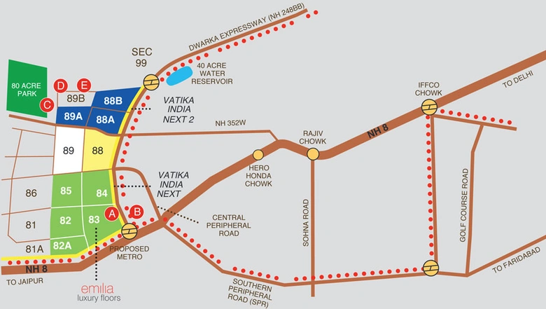 Vatika Emilia Floors Location Map