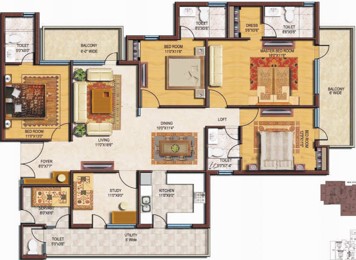 3 BHK Floor Plan
