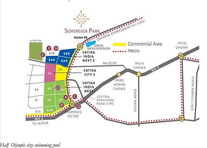 Vatika Sovereign Park Location Map