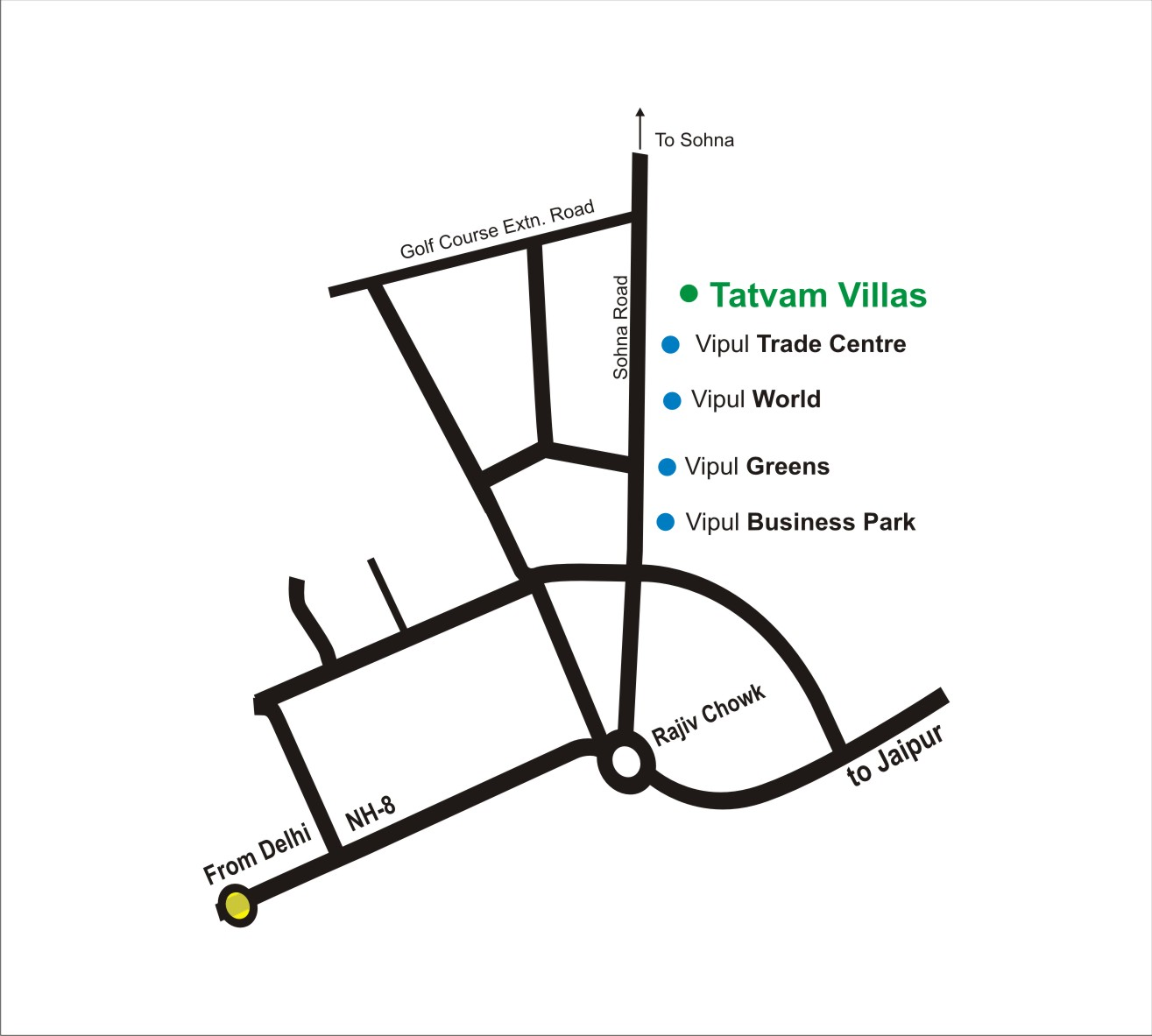 Vipul Tatvam Villas Location Map